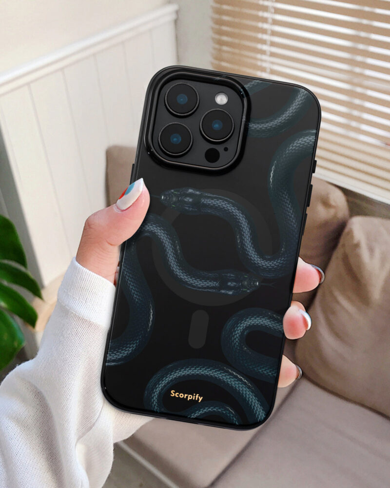 Shadow Black Snake Magnetic iPhone Case - Image 6